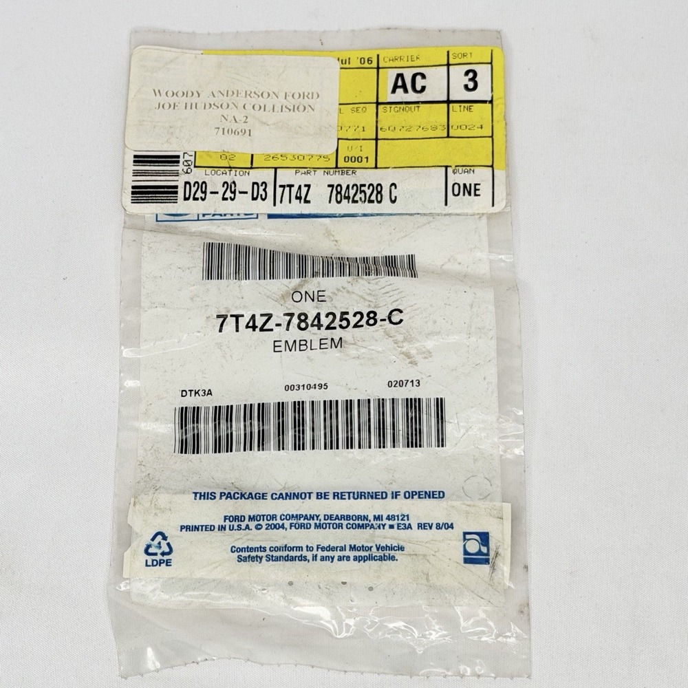 New OEM Ford SEL Liftgate Tailgate Emblem Badge Chrome 7T4Z-7842528-C NOS - Picture 3 of 9